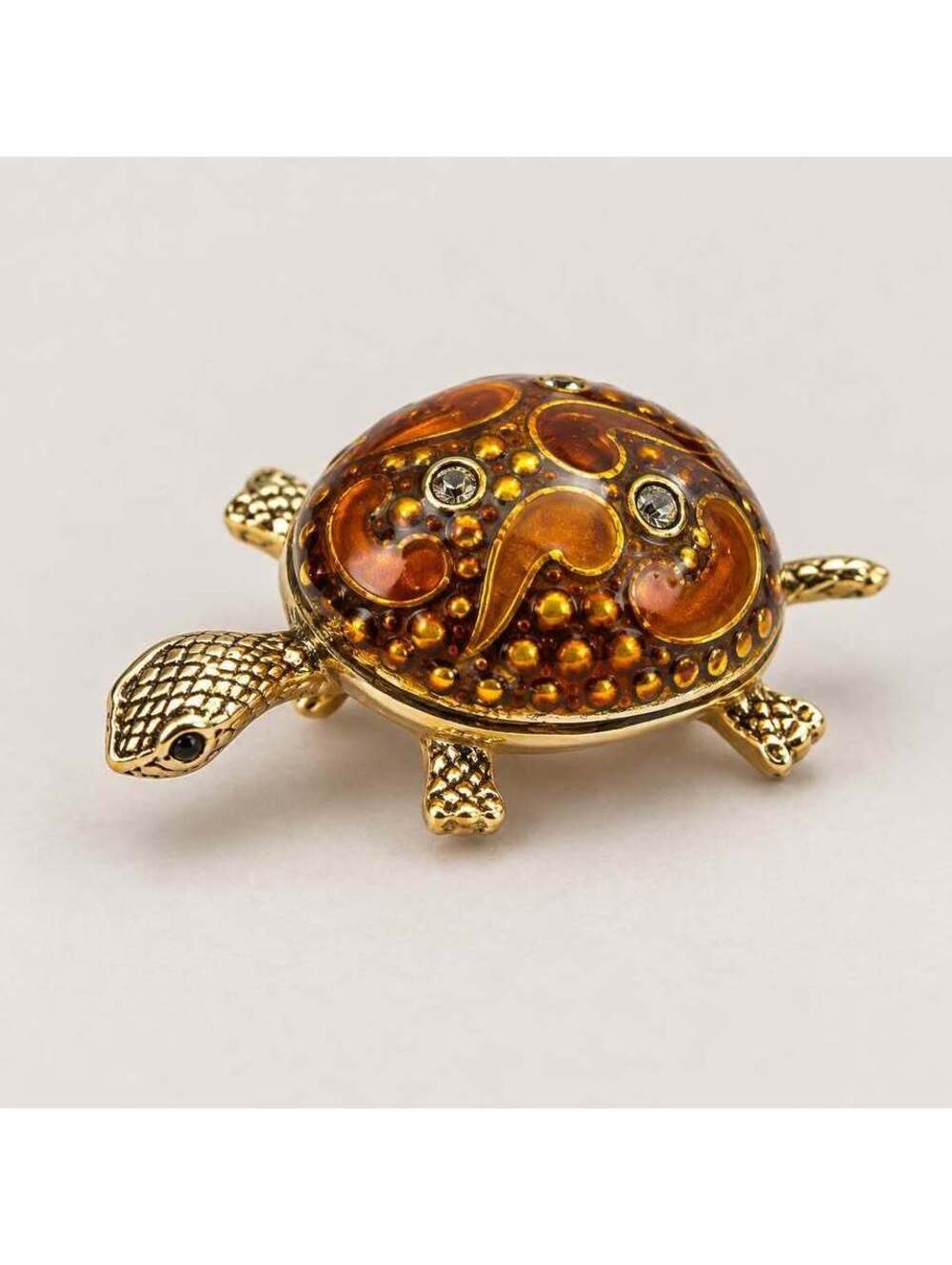 Vintage KJL Turtle Brooch Gold Tone Amber Enamel Kenneth Lane Pin